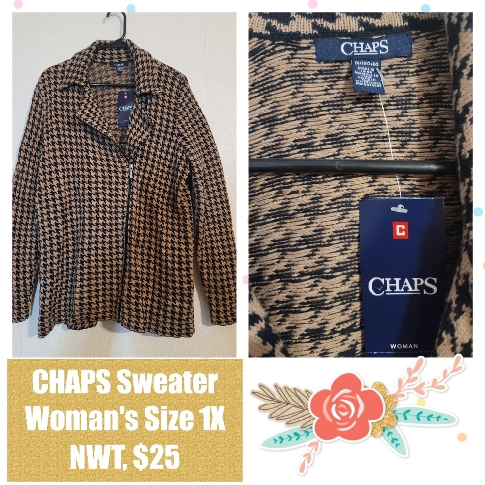 CHAPS Women's Houndstooth Sweater, 1X